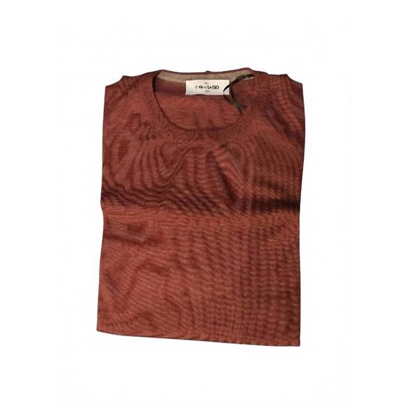 NEW GRAN SASSO men's classic crew long sleeve tee in brick